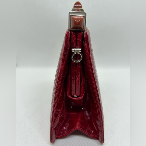 Judith Leiber Red Alligator Crocodile Clutch Shoulder Bag VERY RARE - Picture 7 of 12
